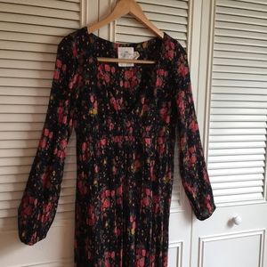 Bohemian Crimped Floral Linenlook Maxi Dress